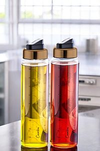 2 Adet (ISIYA DAYANIKLI) Cam Yağlık 1000 ml Damlatmaz Yağlık Bakır Tik Tak Kapaklı ürün fotoğrafı