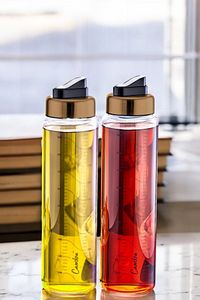 2 Adet (ISIYA DAYANIKLI) Cam Yağlık 1000 ml Damlatmaz Yağlık Bakır Tik Tak Kapaklı ürün fotoğrafı