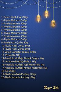 Ramazan Kurban Kumanya Yardım Erzak Kolisi 20 Parça 160 No'lu Paket ürün fotoğrafı
