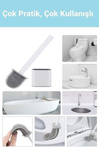 Silikon Klozet Fırçası Banyo Tuvalet Wc Küvet Temizleme Fırçası Duvara Monte Seti ürün fotoğrafı