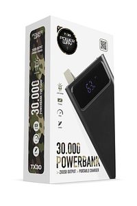 30.000 Mah Dijital Göstergeli Gerçek 30.000 Mah Garantili Işıklı Type-c Girişli Tx30 Siyah Powerbank ürün fotoğrafı