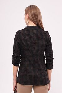 Kadın Kahve Kaşe Tek Düğmeli Ekose Ceket ARM-19K001131 ürün fotoğrafı