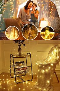 Sl-1034- 300 Ledli 10 Saçaklı Sarı Led Kumandalı 8 Modlu Perde Led Peri Mutfak Işık Dekoratif Lamba ürün fotoğrafı
