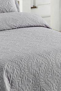 İvy Gri Çift Kişilik Microfiber Kapitone Yatak Örtüsü ürün fotoğrafı
