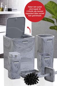 Kare Mermer Desenli 5'li Banyo Seti ürün fotoğrafı