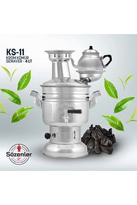 Taşıma Çantalı Demlikli 4,5 Lt Krom-Çelik Kömürlü Semaver (Kutulu ve Taşıma Çantalı) ürün fotoğrafı