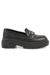 Oval Burunlu Metal Tokalı Trak Tabanlı Kadın Loafer ürün fotoğrafı