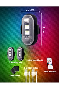 Uzaktan Kumandalı 2'li Çakar Led/Şarjlı Mini Led Işık/Drone Işığı/Anti Çarpışma Uyarı Işığı ürün fotoğrafı