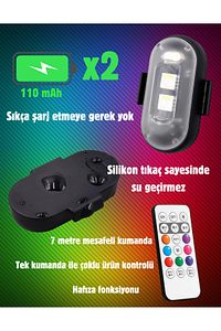 Uzaktan Kumandalı 2'li Çakar Led/Şarjlı Mini Led Işık/Drone Işığı/Anti Çarpışma Uyarı Işığı ürün fotoğrafı