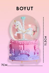 Unicorn Işıklı Orta Boy Kar Küresi Ve Müzikli Atlı Karınca ürün fotoğrafı