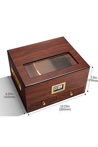 Sedir Ağacı Camlı Çekmeceli Humidor Puro Kutusu Rc56 ürün fotoğrafı