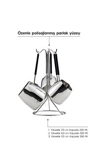 Modern 4 Parça Standlı Paslanmaz Çelik Cezve Seti ürün fotoğrafı