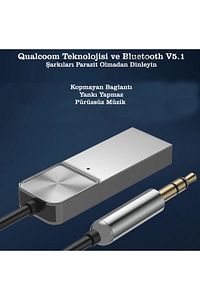 Bluetooth Wireless Bt5.1 Usb To 3,5mm Araç Kiti Bluetooth Araç Içi Fm Transmitter Hifi Ses Destekli ürün fotoğrafı