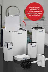 Beyaz Kare Kromlu 5'li Banyo Seti ürün fotoğrafı