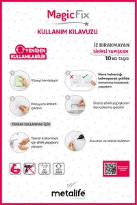 Magic Fix Sihirli Yapışkan Kancalı Siyah Lamalı 2 Adet Dikdörtgen Banyo Rafı ürün fotoğrafı