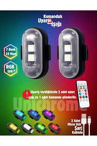 Uzaktan Kumandalı 2'li Çakar Led/Şarjlı Mini Led Işık/Drone Işığı/Anti Çarpışma Uyarı Işığı ürün fotoğrafı