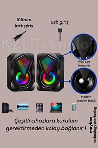 A Bass Bilgisayar Hoparlörü Pc Laptop Notebook Telefon Hoparlör 3.5 Mm Jack Usb Speaker ürün fotoğrafı