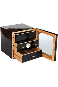 Çekmeceli 3 Katlı Siyah Sedir Humidor Puro Kutusu Rb80 ürün fotoğrafı