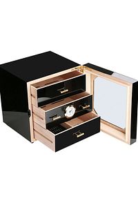 Çekmeceli 3 Katlı Siyah Sedir Humidor Puro Kutusu Rb80 ürün fotoğrafı