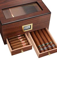 Sedir Ağacı Camlı Çekmeceli Humidor Puro Kutusu Rc56 ürün fotoğrafı