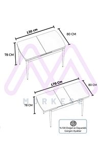 80x130(kapalı) 80x170(açık) 6 Sandelyeli Açılabilir Yemek Masası Takımı Mutfak Masa Takımı-capucıno ürün fotoğrafı