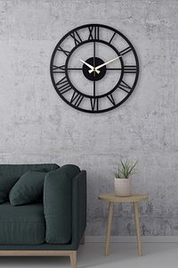 Muyika Roma Yeni Koleksiyon Dekoratif Siyah Metal Siyah Duvar Saati 41x41cm Mds-41 ürün fotoğrafı
