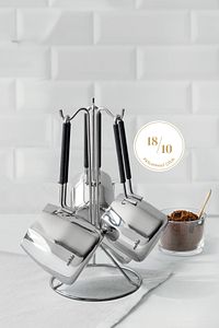 Modern 4 Parça Standlı Paslanmaz Çelik Cezve Seti ürün fotoğrafı