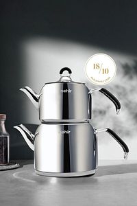 Modern Maxi Büyük Boy Paslanmaz Çelik 1.6-2.5 Lt. Çaydanlık Takımı ürün fotoğrafı