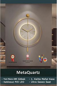 Timelles Kristal - Büyük Boy(50X75CM) - (PİLLİ LED) - Metal (MOBİLYA) Duvar Saati ürün fotoğrafı