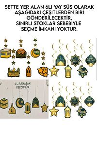 Led Işık Hoşgeldin Ramazan Gold Banner Yazı Iyi Bayramlar 6'lı Tavan Süs Ramazan Oda Süsleme Seti ürün fotoğrafı