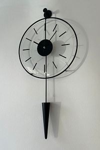 Gravity Pendulum Siyah-orta Boy (37X85)-(kırılmaz Tamperli Cam ) Metal (MOBİLYA) Duvar Saati ürün fotoğrafı
