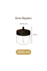 Siyah Serigrafi Etiketli 12 Adet Kapağı Kendinden Kaşıklı Baharatlık Seti Kısa ürün fotoğrafı
