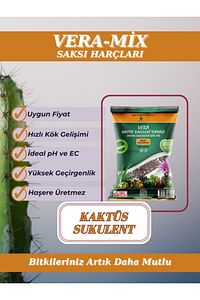 Veramix Kaktüs Sukulent Saksı Harcı Bitki Toprağı Özel Karışım Ithal Torf - Cocopeat 10 Litre ürün fotoğrafı