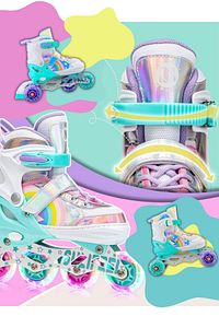 Unicorn Işıklı Paten 2+2 Gökkuşağı Kız Çocuk Pateni Silikon Teker,Taşıma Çantalı 3 in 1 Teker ürün fotoğrafı