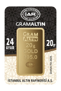 20 Gram Külçe Gram Altın 24 Ayar S000021 ürün fotoğrafı