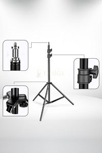 Tripod 2.1 Mt 360 Döner Başlıklı Telefon Tutucu Ring Light Metal Işık Stüdyo Lamba Ayağı ürün fotoğrafı