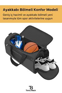 Orijinal Unisex Önü Cepli Ayakkabı Bölmeli Geniş Hacimli Seyahat Antrenman Gym Fitness Spor Çantası ürün fotoğrafı