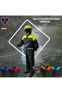 Forte Gt 1134 Motosiklet Pvc Yağmurluk Cepli Alt Üst Takım 2xl Beden Mavi ürün fotoğrafı
