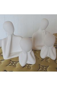 Dekoratif Obje Biblo Heykel Beton Iki (2) Çocuklu Aile Set Dayanıklı/Pürüzsüz ürün fotoğrafı
