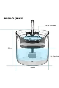 Kedi Köpek Için Sessiz Şeffaf Otomatik Su Pınarı Su Çeşmesi Su Sebili (ADAPTÖRLÜ) ürün fotoğrafı