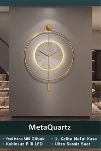 Timelles Kristal - Büyük Boy(50X75CM) - (PİLLİ LED) - Metal (MOBİLYA) Duvar Saati ürün fotoğrafı