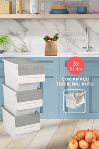 Organizer Çok Amaçlı Kutu Tekerlekli Patateslik Sebzelik Soğanlık Kutusu Oyuncak Kutusu(36 LİTRE) ürün fotoğrafı