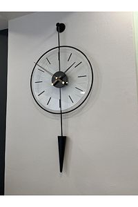 Gravity Pendulum Siyah-orta Boy (37X85)-(kırılmaz Tamperli Cam ) Metal (MOBİLYA) Duvar Saati ürün fotoğrafı