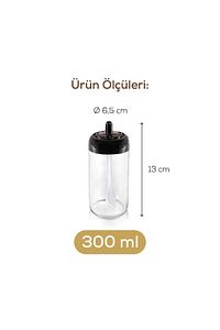Kendinden Kaşıklı Serigrafi Etiketli 12'li Uzun Baharat Seti - Cam ürün fotoğrafı