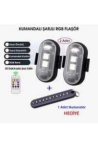 Çakar Kumandalı Pedal Ayak Altı Şarjlı Motorsiklet 2adet Işık Rgb Led Flaşör Araba Drone Su Geçirmez ürün fotoğrafı