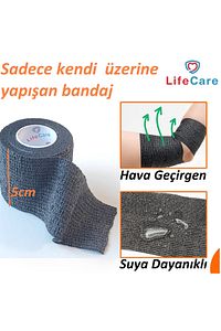 Kendine Yapışan Bandaj Siyah 5 Cm X 4,5 M Koban Bandaj ürün fotoğrafı