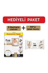 Organik Bebek Bezi 5 Beden Junior 76lı Islak Mendil ürün fotoğrafı