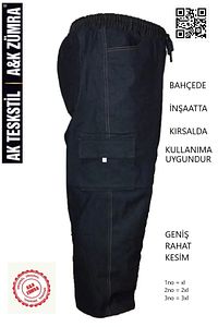 Belden Lastikli Kordonlu Kargo Cepli Şalvar Model Günlük İş Pantolonu ürün fotoğrafı