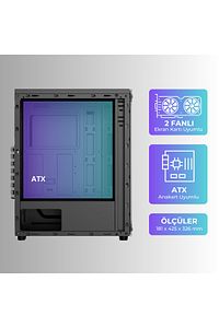 Clear 3 Fanlı Şeffaf Temperli Cam Panel Atx Gaming Oyuncu Bilgisayar Kasası ürün fotoğrafı