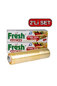 Gıda Streç Film 300 Metre X 30 Cm 8 Mikron Kutulu Kayar Bıçaklı 2'li Set - Pratik Kullanım ürün fotoğrafı